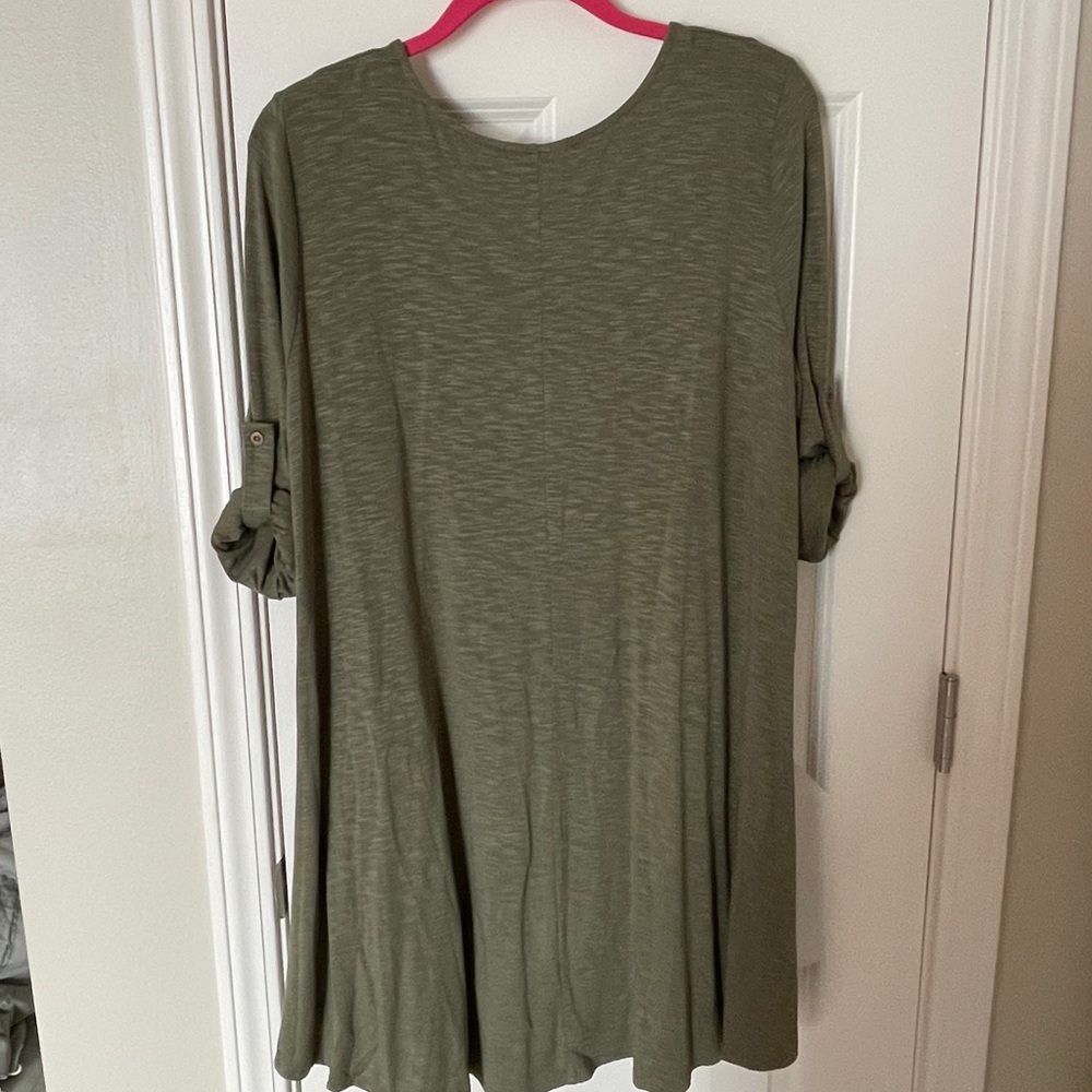 NWT Altar’d State Olive Rolled Sleeve Dress - Picture 3 of 5